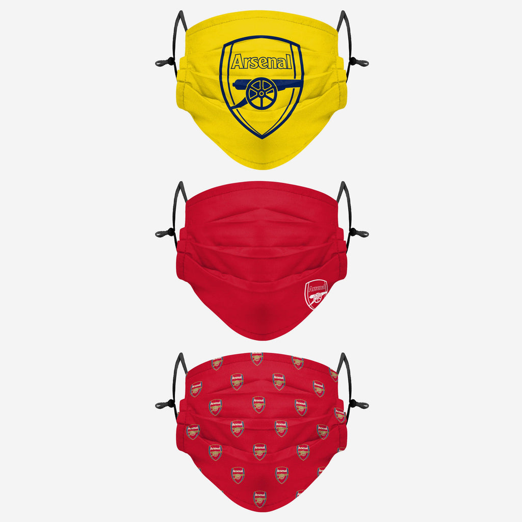 Arsenal FC Pleated 3 Pack Face Cover FOCO Adult - FOCO.com | UK & IRE