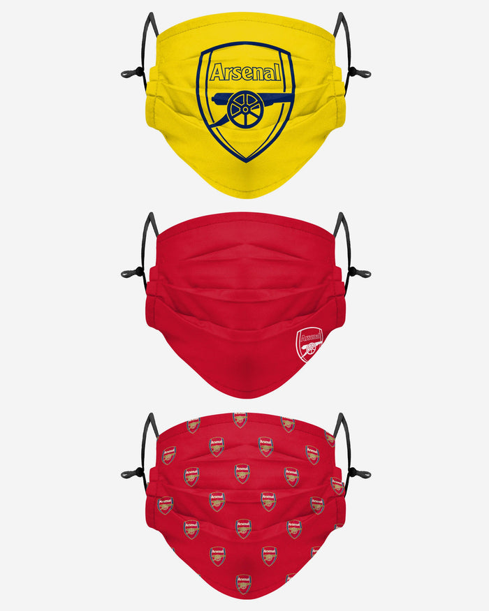 Arsenal FC Pleated 3 Pack Face Cover FOCO Adult - FOCO.com | UK & IRE