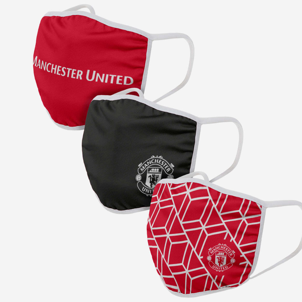 Manchester United FC 3 Pack Printed Face Cover FOCO Adult - FOCO.com | UK & IRE