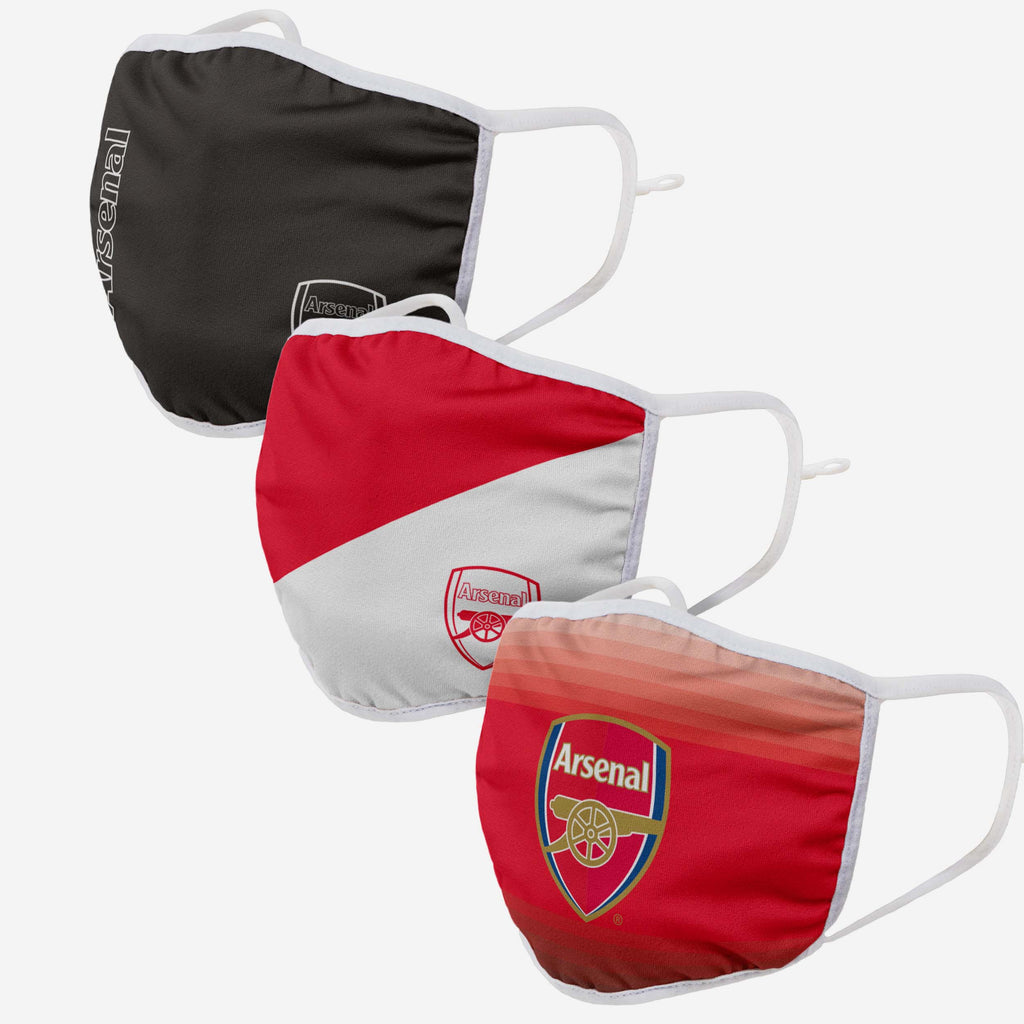 Arsenal FC 3 Pack Adjustable Printed Face Cover FOCO - FOCO.com | UK & IRE