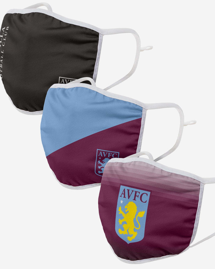 Aston Villa FC 3 Pack Adjustable Printed Face Cover FOCO - FOCO.com | UK & IRE