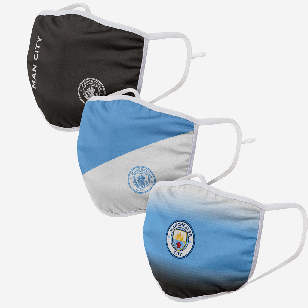 Manchester City FC 3 Pack Adjustable Printed Face Cover FOCO - FOCO.com | UK & IRE