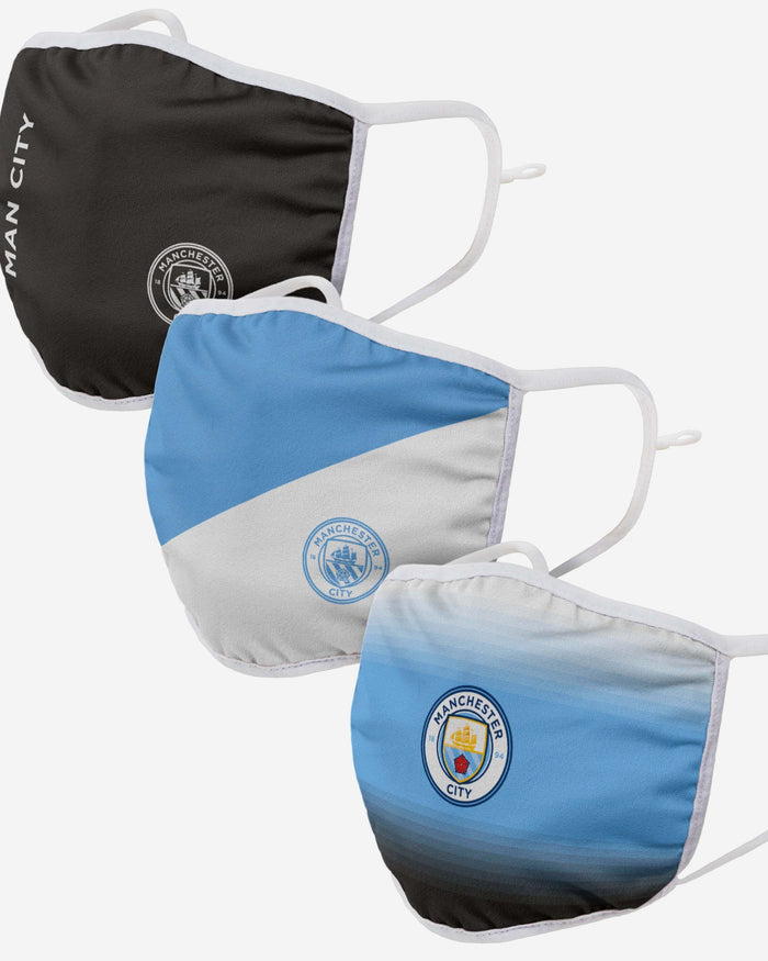 Manchester City FC 3 Pack Adjustable Printed Face Cover FOCO - FOCO.com | UK & IRE