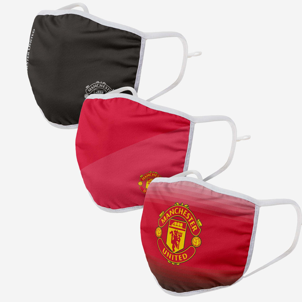 Manchester United FC 3 Pack Adjustable Printed Face Cover FOCO - FOCO.com | UK & IRE