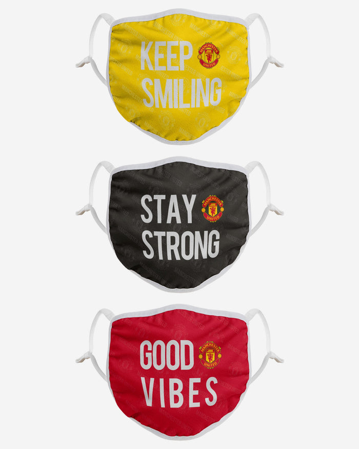 Manchester United FC Positive Slogan 3 Pack Face Cover FOCO - FOCO.com | UK & IRE