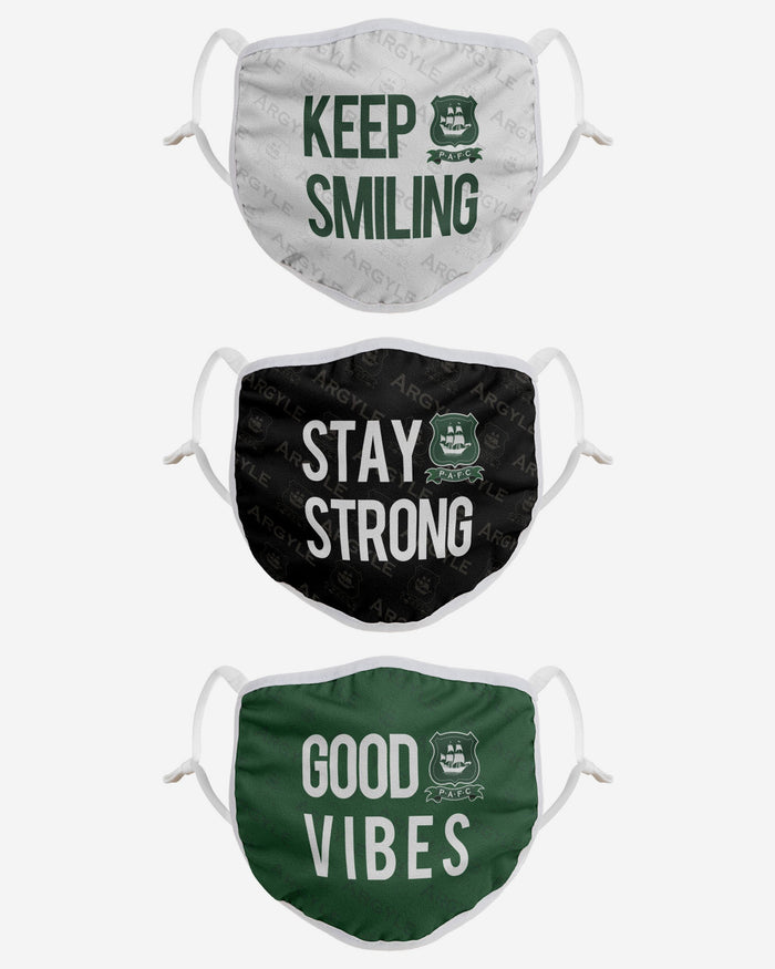 Plymouth FC Positive Slogan 3 Pack Face Cover FOCO - FOCO.com | UK & IRE