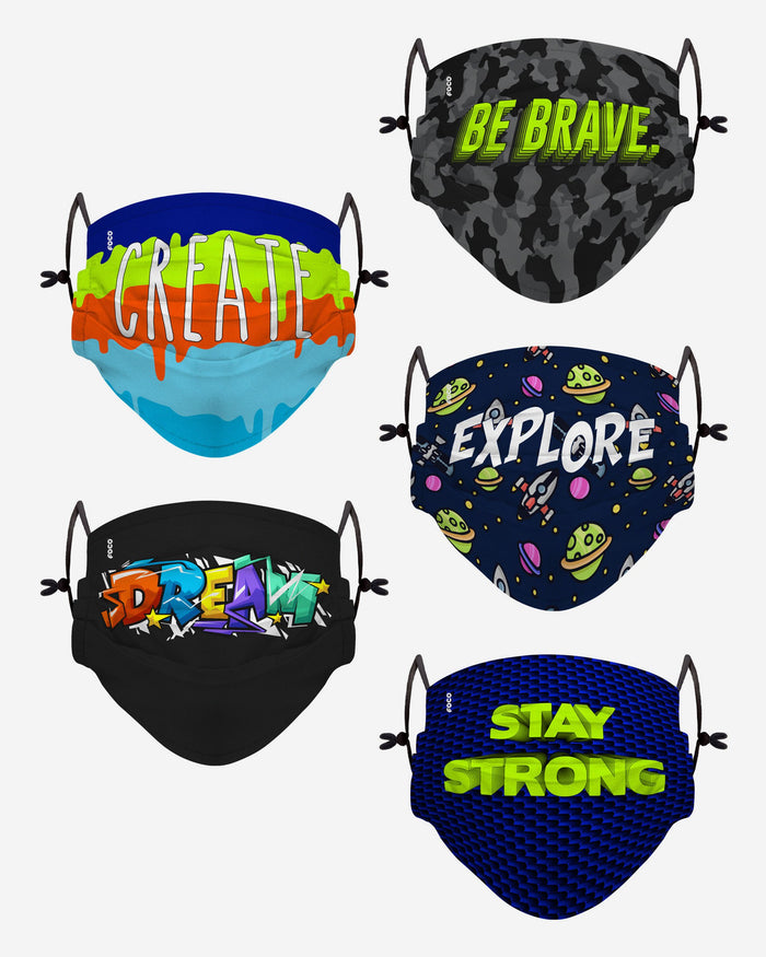 Stay Strong Pack Youth Adjustable 5 Pack Face Cover FOCO - FOCO.com | UK & IRE