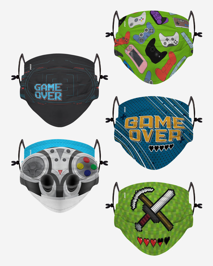 Game Over Pack Youth Adjustable 5 Pack Face Cover FOCO - FOCO.com | UK & IRE