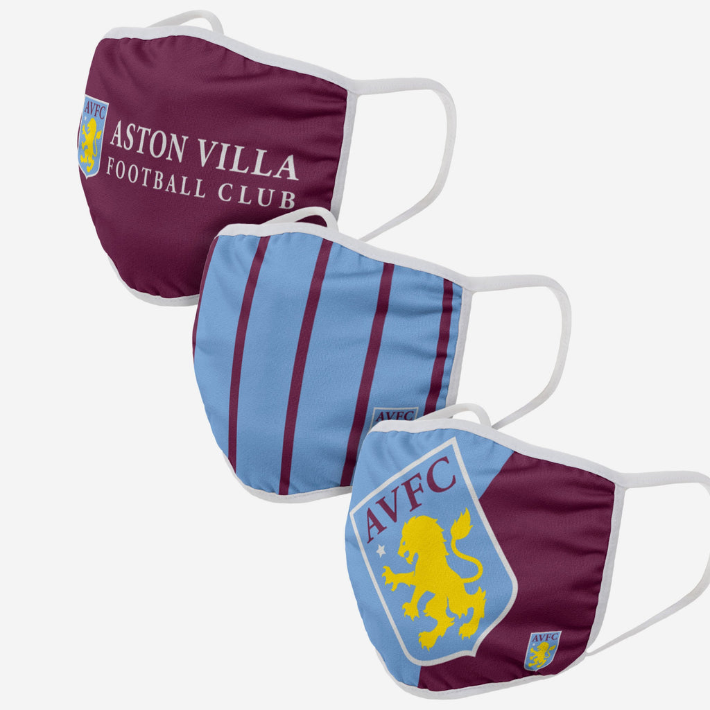 Aston Villa FC 3 Pack Face Cover FOCO Adult - FOCO.com | UK & IRE