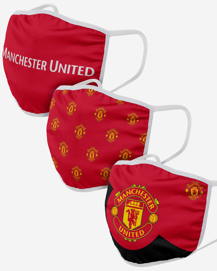 Manchester United FC 3 Pack Face Cover FOCO Adult - FOCO.com | UK & IRE