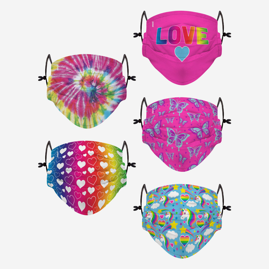 Love Pack Youth Adjustable 5 Pack Face Cover FOCO - FOCO.com | UK & IRE
