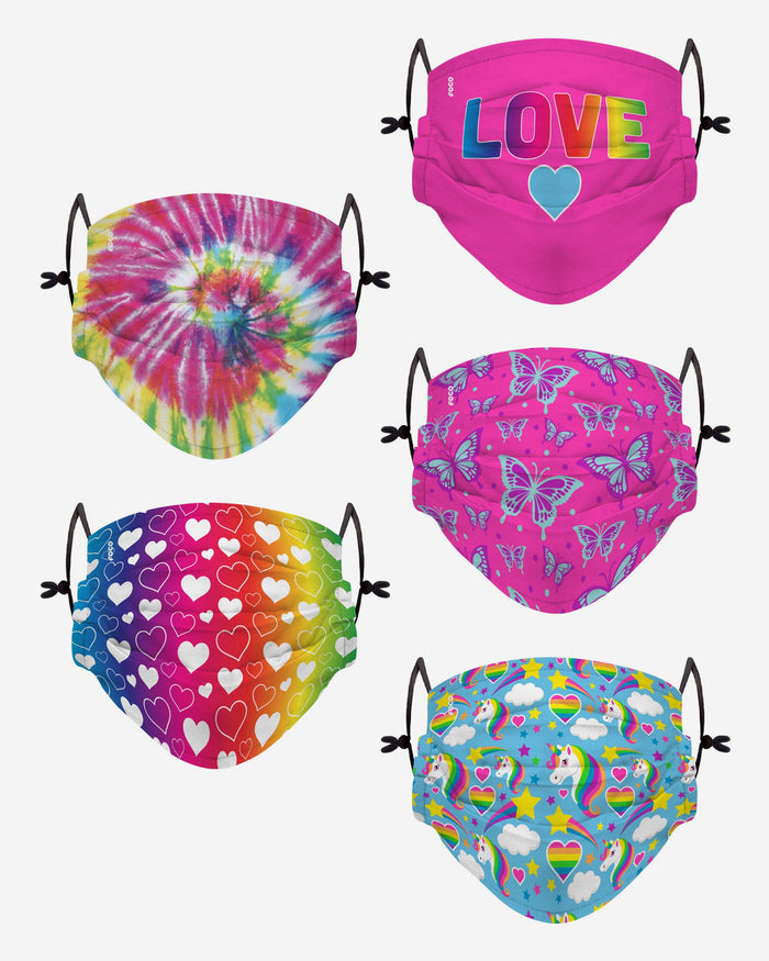 Love Pack Youth Adjustable 5 Pack Face Cover FOCO - FOCO.com | UK & IRE