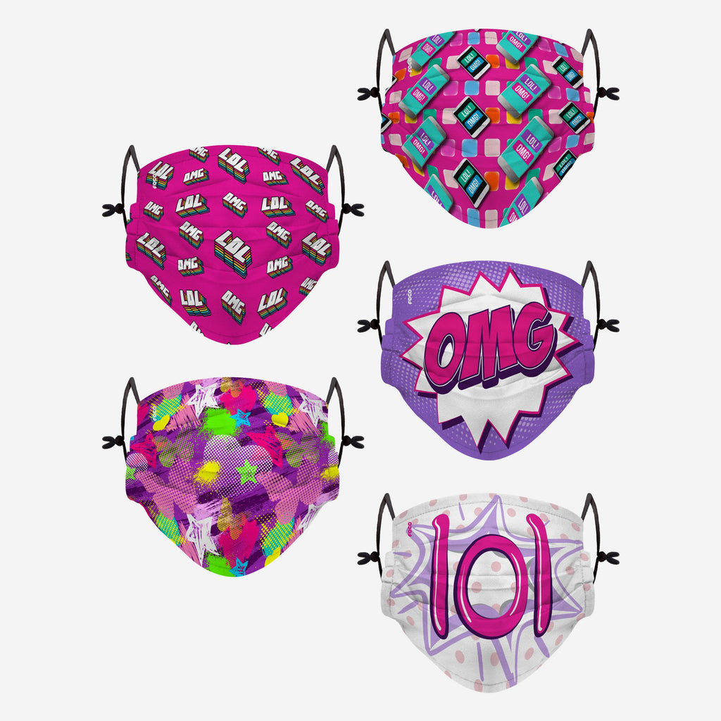 LOL OMG Pack Youth Adjustable 5 Pack Face Cover FOCO - FOCO.com | UK & IRE