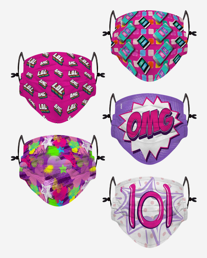LOL OMG Pack Youth Adjustable 5 Pack Face Cover FOCO - FOCO.com | UK & IRE