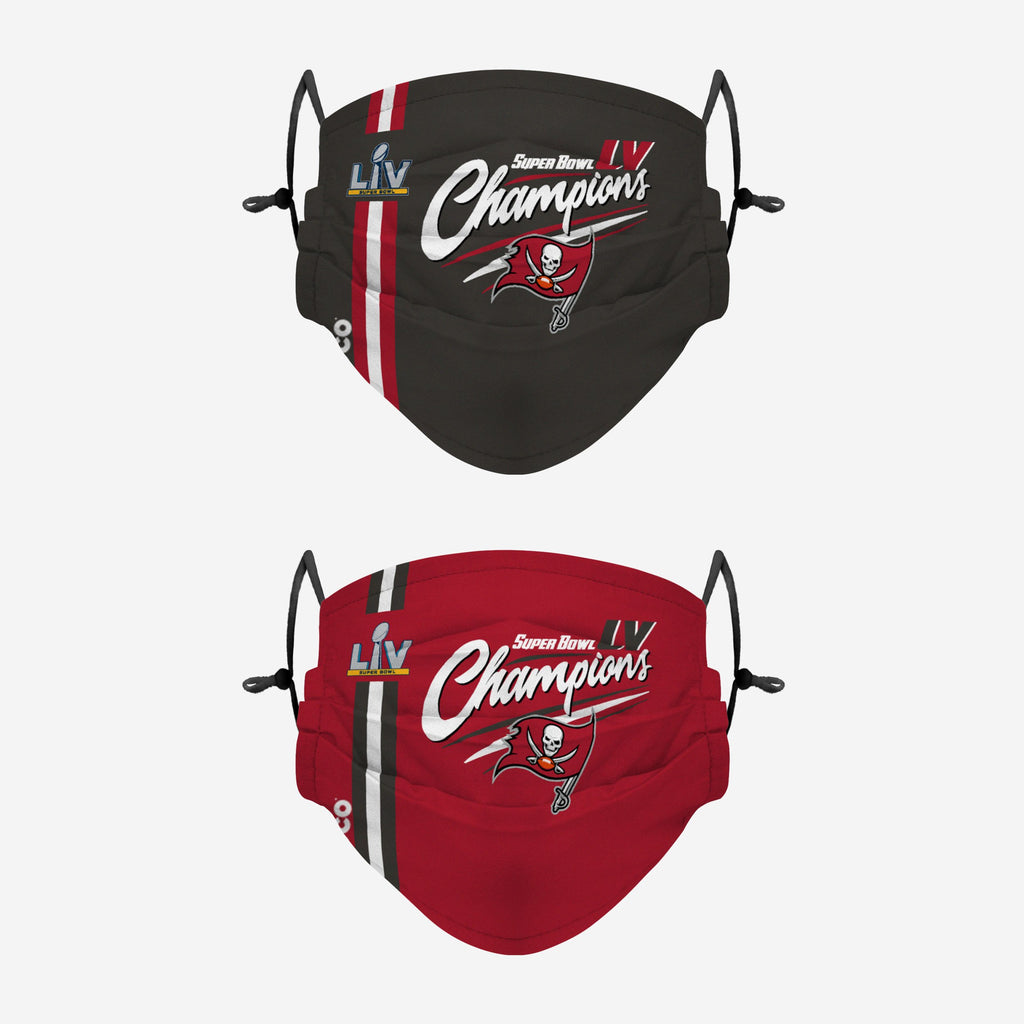 Tampa Bay Buccaneers Super Bowl LV Champions Adjustable 2 Pack Face Cover FOCO - FOCO.com | UK & IRE