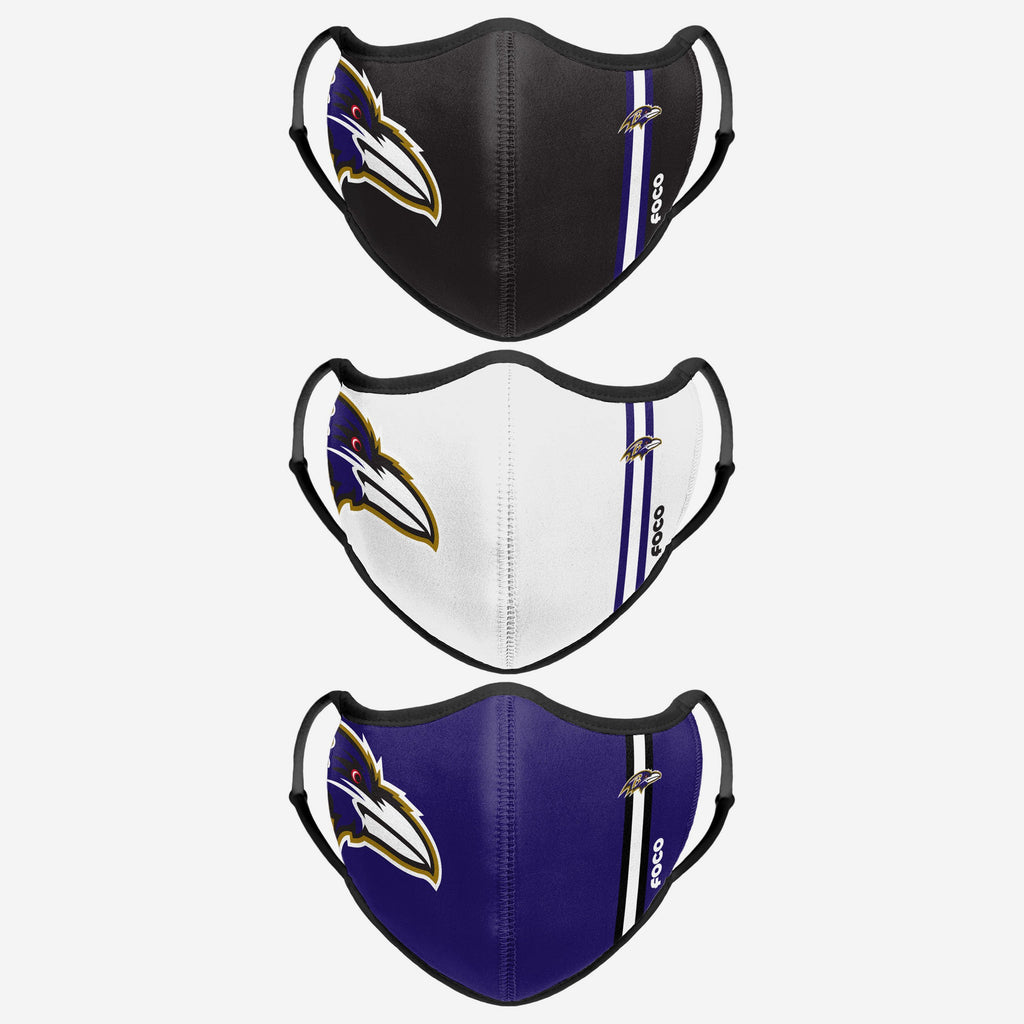 Baltimore Ravens Sport 3 Pack Face Cover FOCO - FOCO.com | UK & IRE