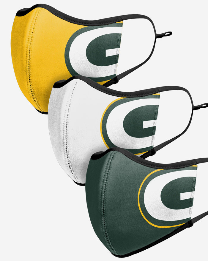 Green Bay Packers Sport 3 Pack Face Cover FOCO - FOCO.com | UK & IRE