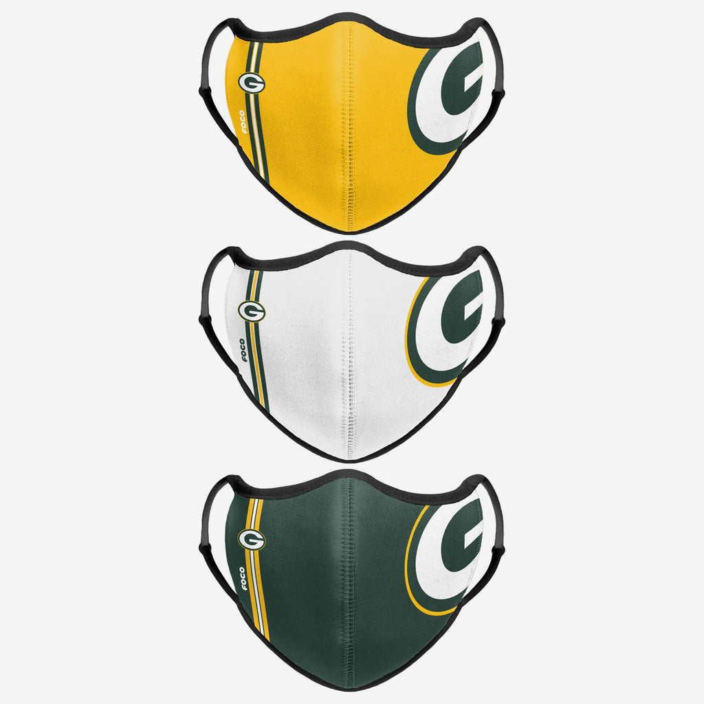 Green Bay Packers Sport 3 Pack Face Cover FOCO - FOCO.com | UK & IRE
