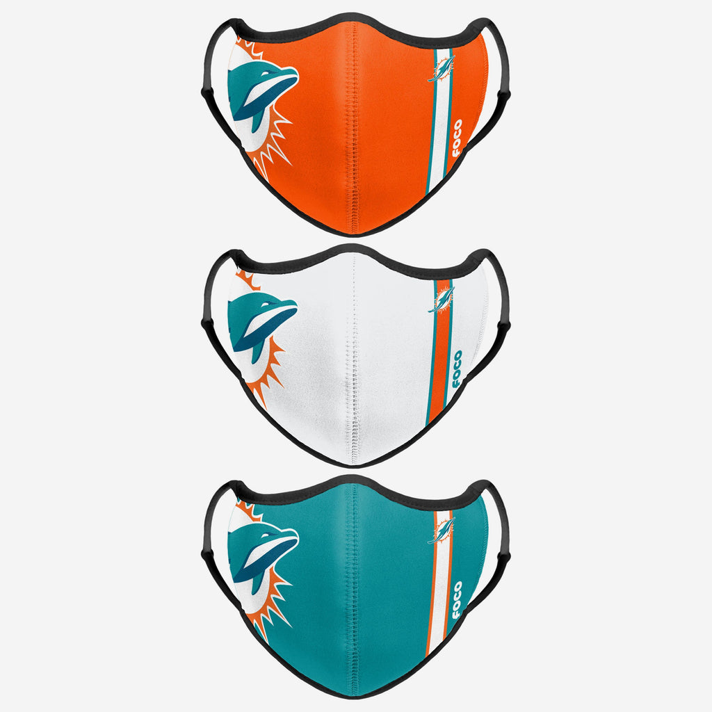 Miami Dolphins Sport 3 Pack Face Cover FOCO - FOCO.com | UK & IRE