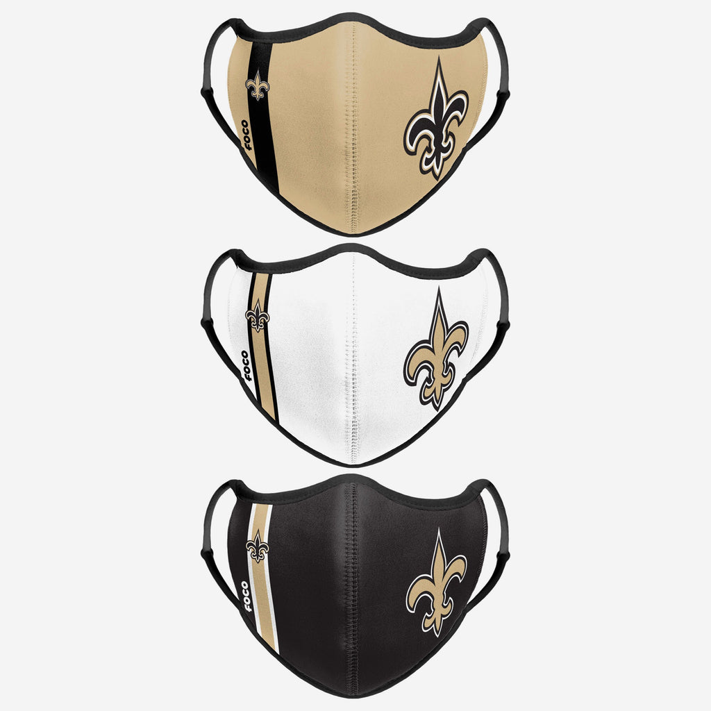 New Orleans Saints Sport 3 Pack Face Cover FOCO - FOCO.com | UK & IRE