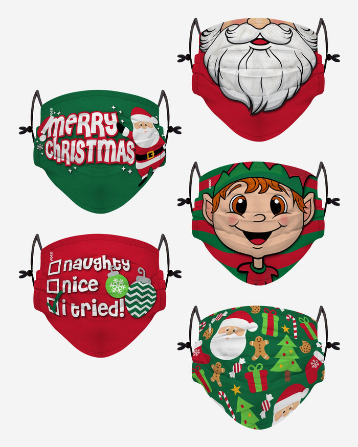 Christmas Holiday Pack Youth Adjustable 5 Pack Face Cover FOCO - FOCO.com | UK & IRE
