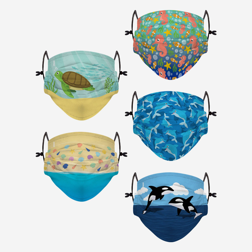 Sea Ocean Pack Youth Adjustable 5 Pack Face Cover FOCO - FOCO.com | UK & IRE