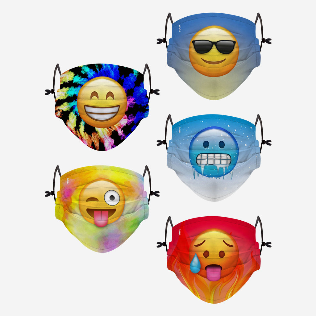 Emoji Pack Youth Adjustable 5 Pack Face Cover FOCO - FOCO.com | UK & IRE