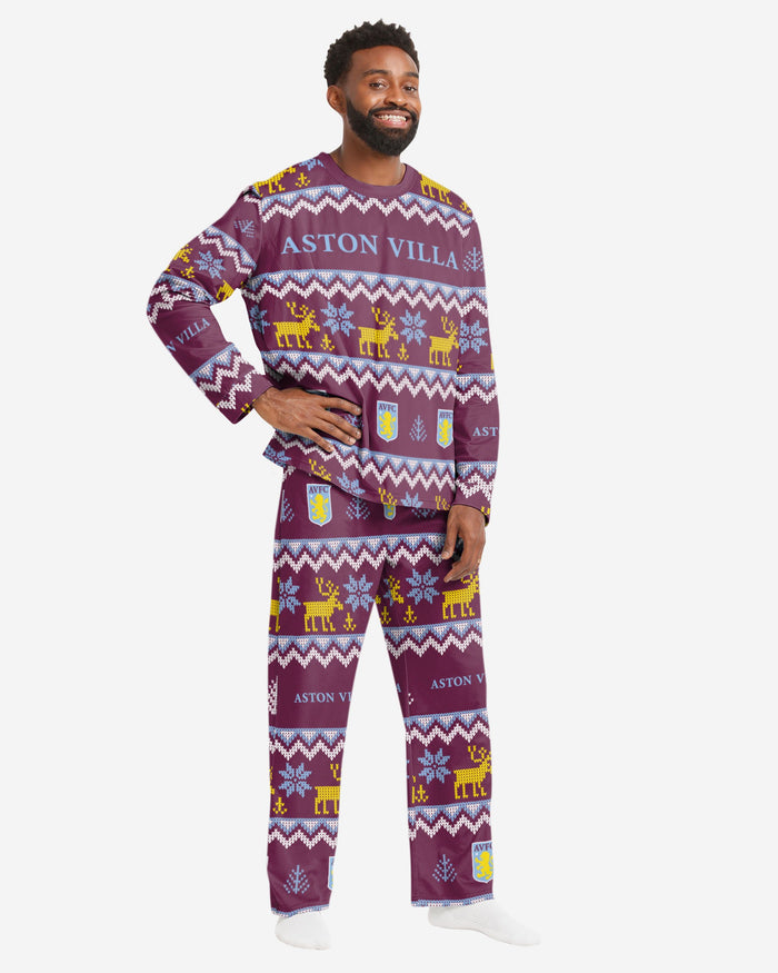 Aston Villa FC Mens Ugly Pattern Family Holiday Pyjamas FOCO S - FOCO.com | UK & IRE