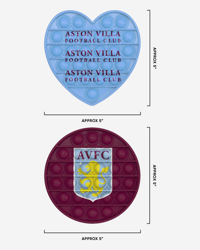 Aston Villa FC 2 Pack Circle & Heart Push-Itz Fidget FOCO - FOCO.com | UK & IRE