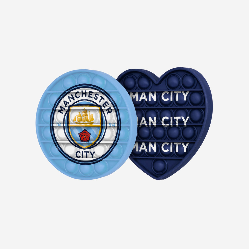 Manchester City FC 2 Pack Circle & Heart Push-Itz Fidget FOCO - FOCO.com | UK & IRE