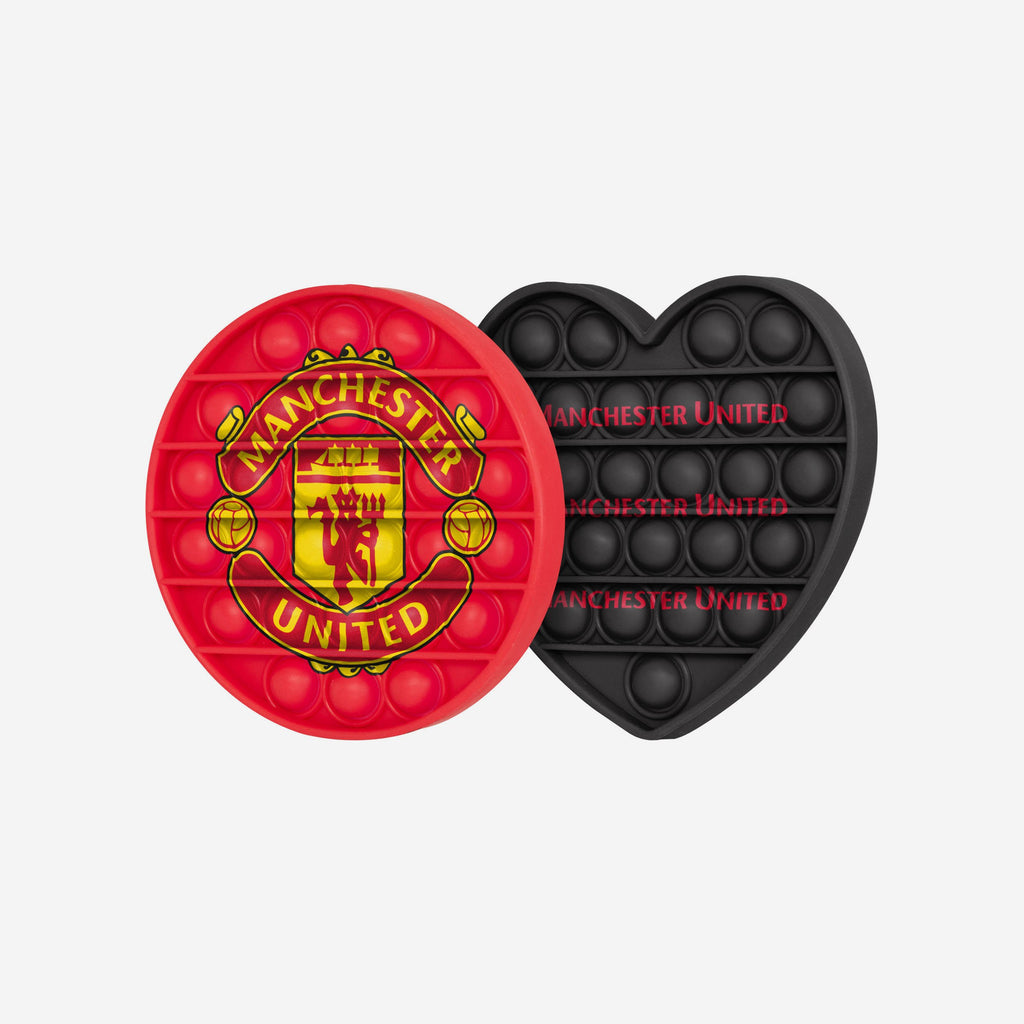 Manchester United FC 2 Pack Circle & Heart Push-Itz Fidget FOCO | UK