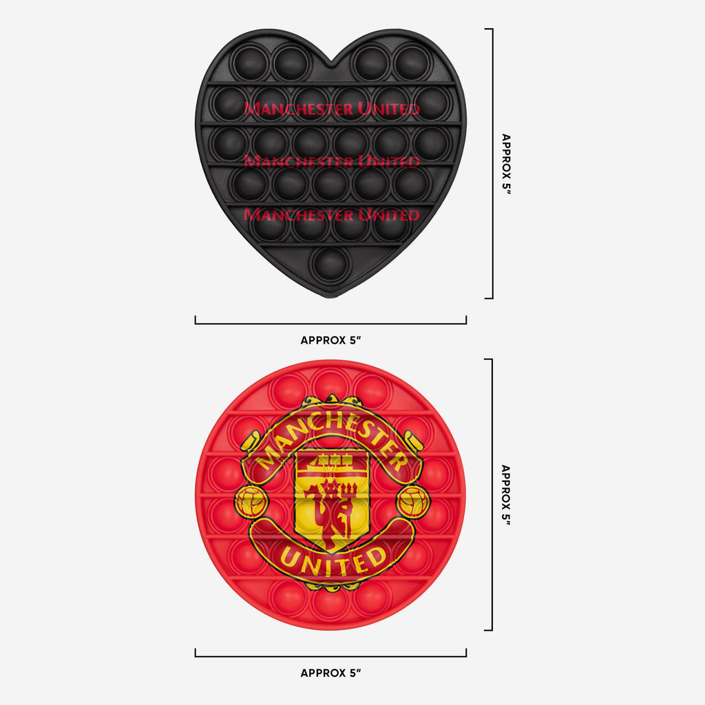 Manchester United FC 2 Pack Circle & Heart Push-Itz Fidget FOCO | UK