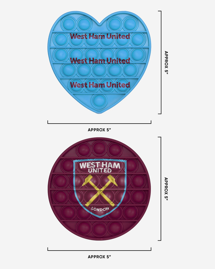 West Ham United FC 2 Pack Circle & Heart Push-Itz Fidget FOCO - FOCO.com | UK & IRE