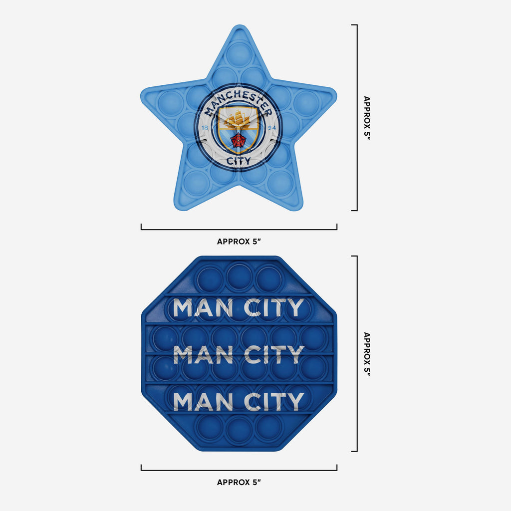 Manchester City FC 2 Pack Octagon & Star Push-Itz Fidget FOCO | UK