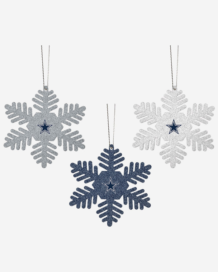 Dallas Cowboys 3 Pack Glitter Snowflake Ornament FOCO - FOCO.com | UK & IRE