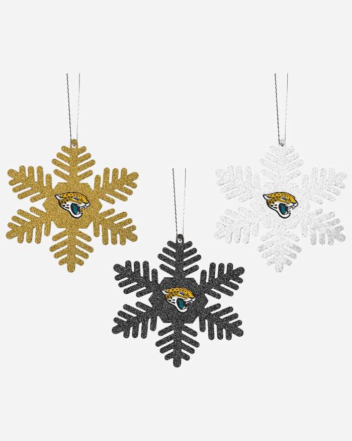 Jacksonville Jaguars 3 Pack Glitter Snowflake Ornament FOCO - FOCO.com | UK & IRE