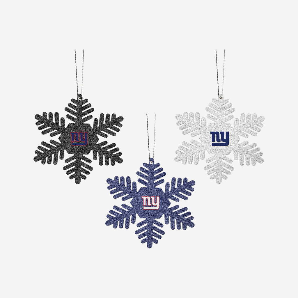 New York Giants 3 Pack Glitter Snowflake Ornament FOCO - FOCO.com | UK & IRE