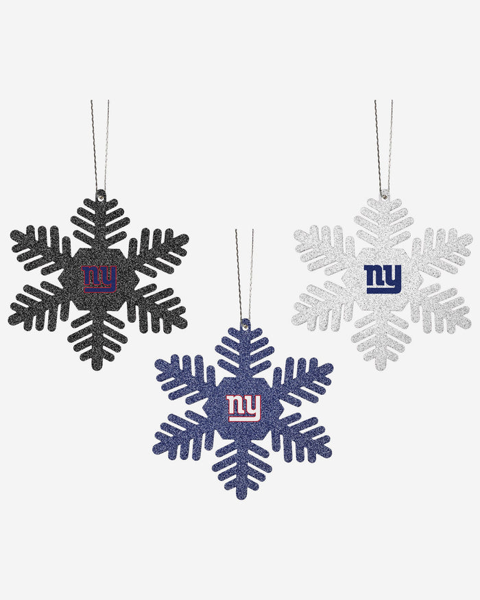 New York Giants 3 Pack Glitter Snowflake Ornament FOCO - FOCO.com | UK & IRE