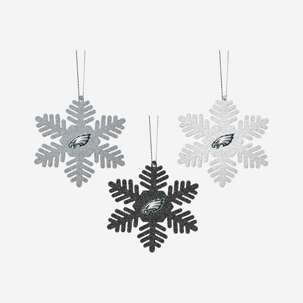 Philadelphia Eagles 3 Pack Glitter Snowflake Ornament FOCO - FOCO.com | UK & IRE