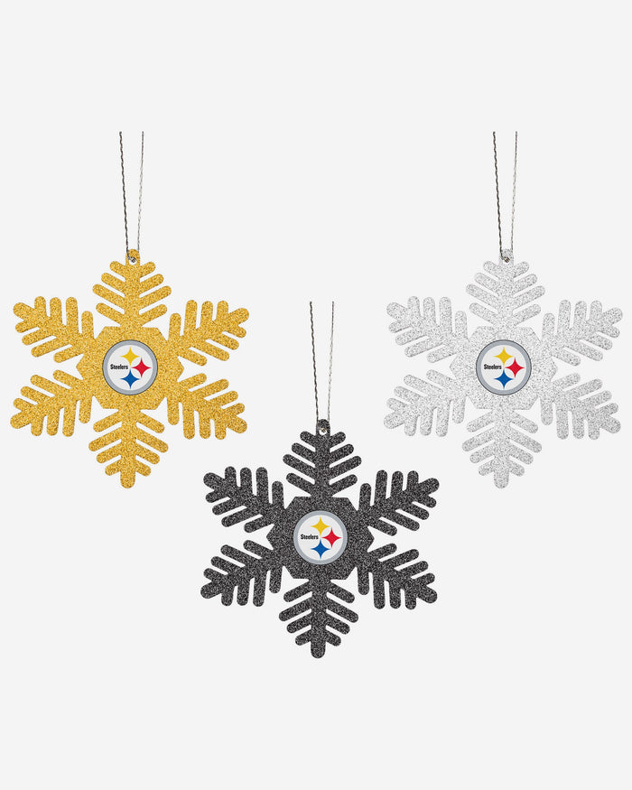 Pittsburgh Steelers 3 Pack Glitter Snowflake Ornament FOCO - FOCO.com | UK & IRE