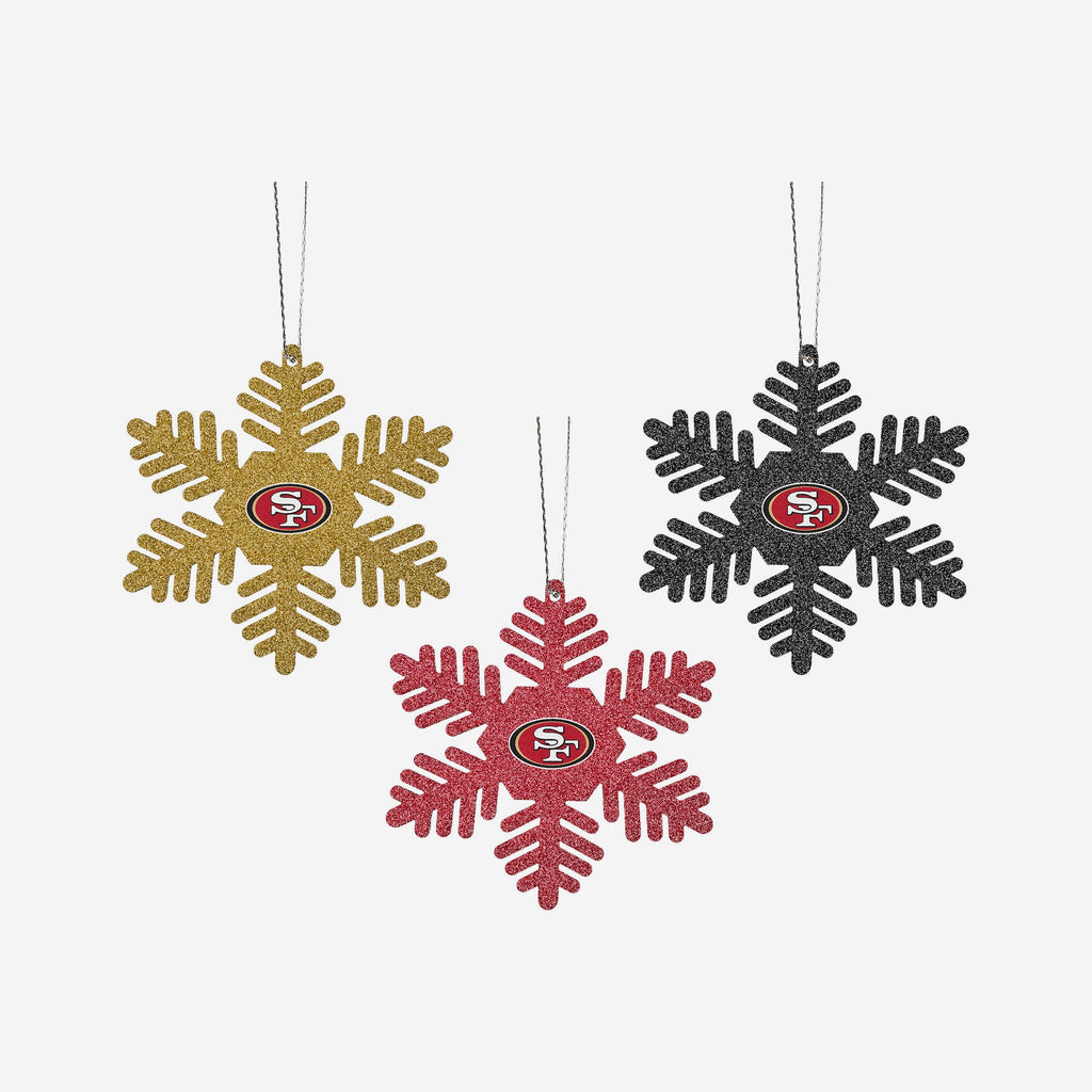 San Francisco 49ers 3 Pack Glitter Snowflake Ornament FOCO - FOCO.com | UK & IRE