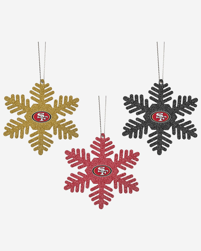 San Francisco 49ers 3 Pack Glitter Snowflake Ornament FOCO - FOCO.com | UK & IRE