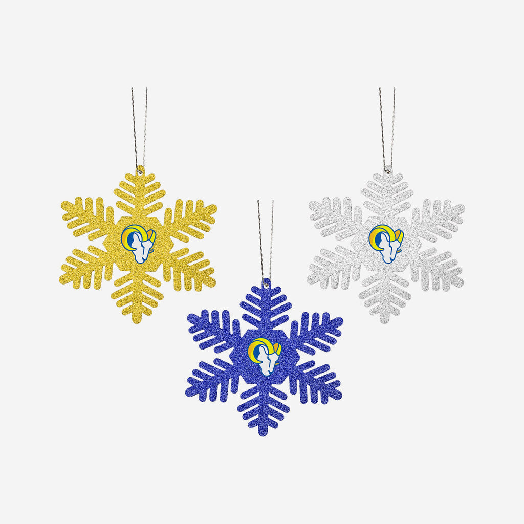 Los Angeles Rams 3 Pack Glitter Snowflake Ornament FOCO - FOCO.com | UK & IRE