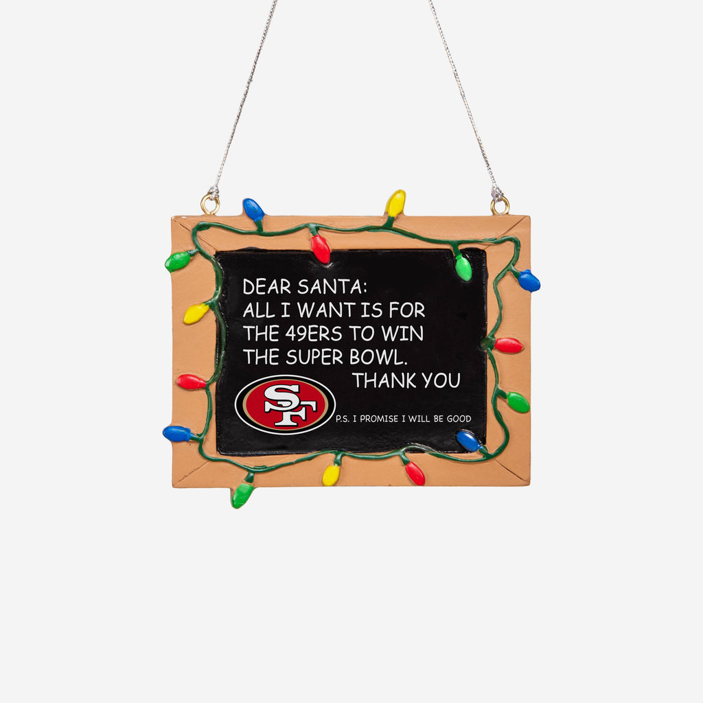 San Francisco 49ers Resin Chalkboard Sign Ornament FOCO - FOCO.com | UK & IRE