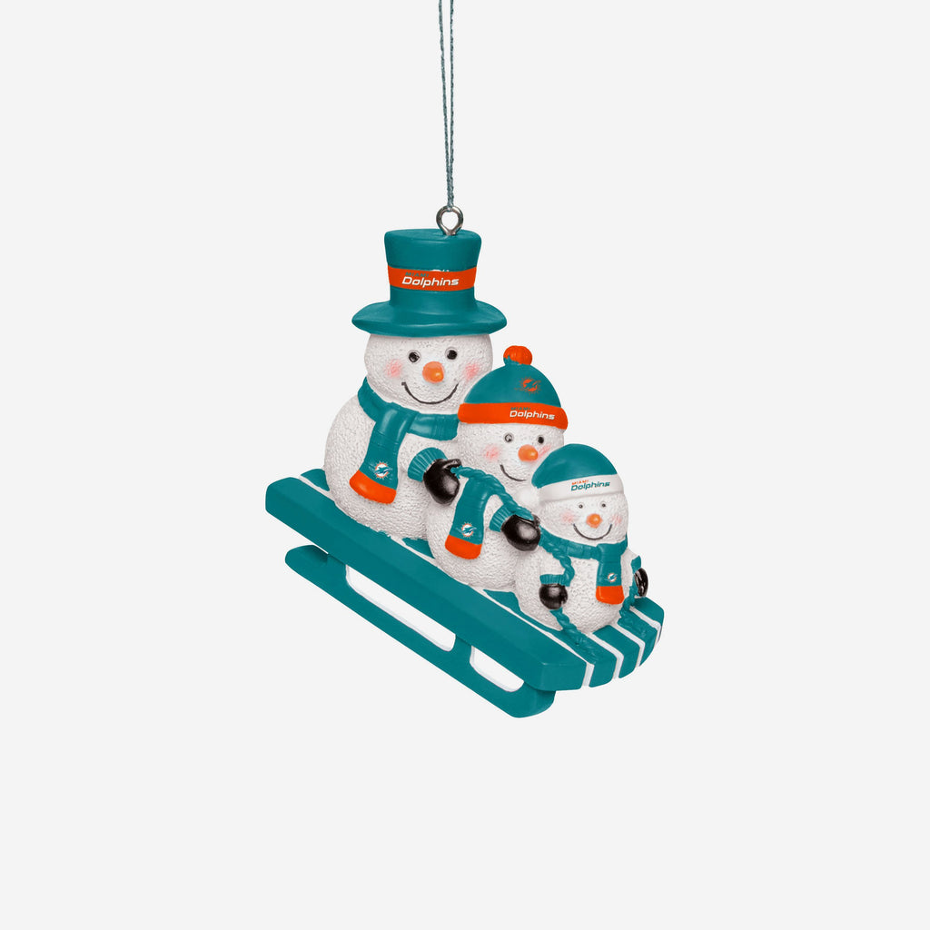 Miami Dolphins Sledding Snowmen Ornament FOCO - FOCO.com | UK & IRE