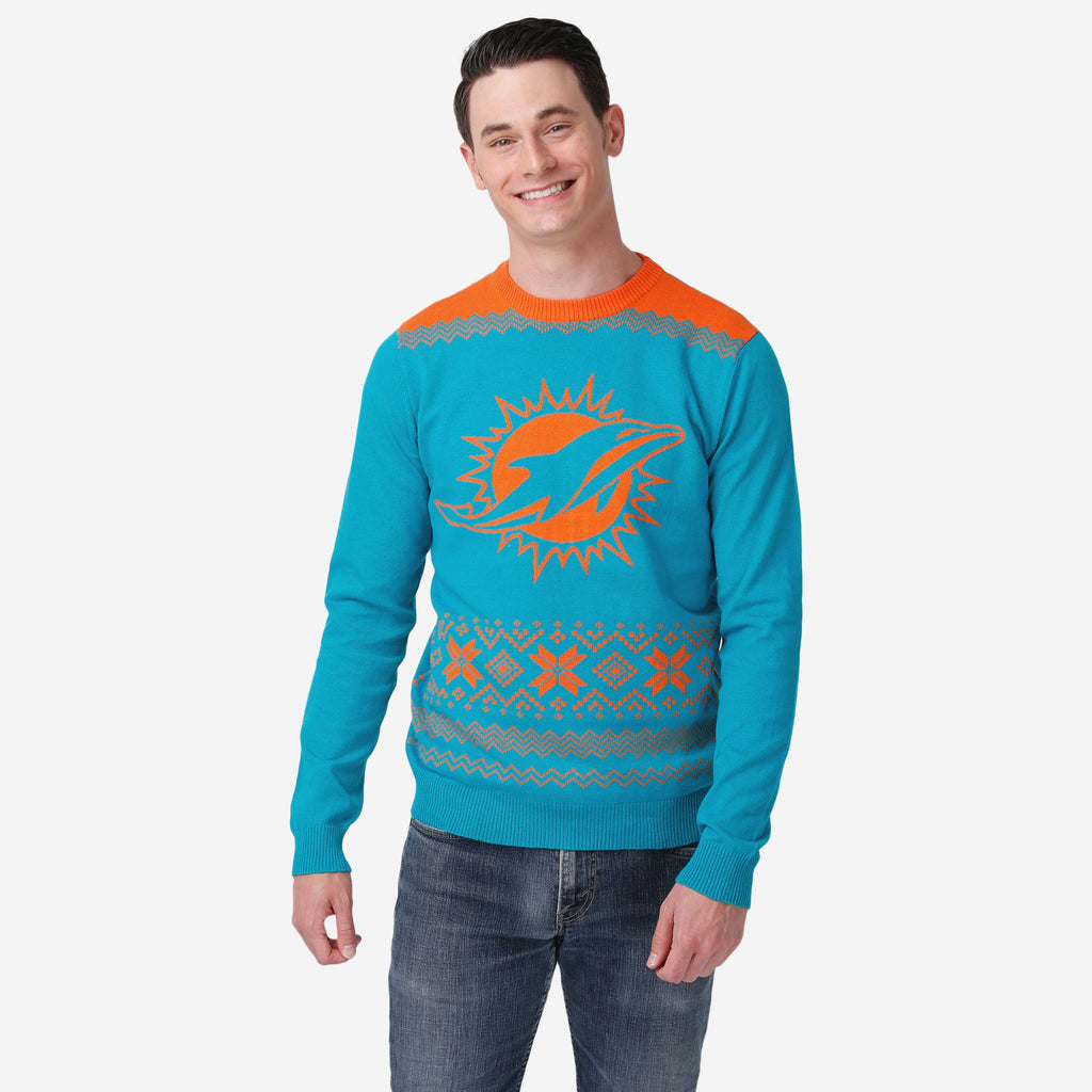 Miami Dolphins Big Logo Christmas Jumper FOCO S - FOCO.com | UK & IRE