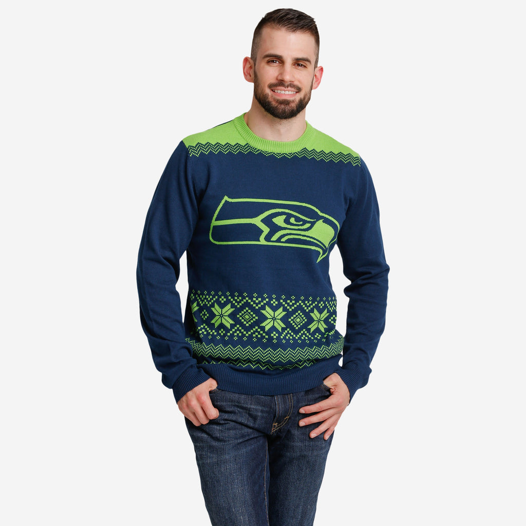 Seattle Seahawks Big Logo Christmas Jumper FOCO S - FOCO.com | UK & IRE