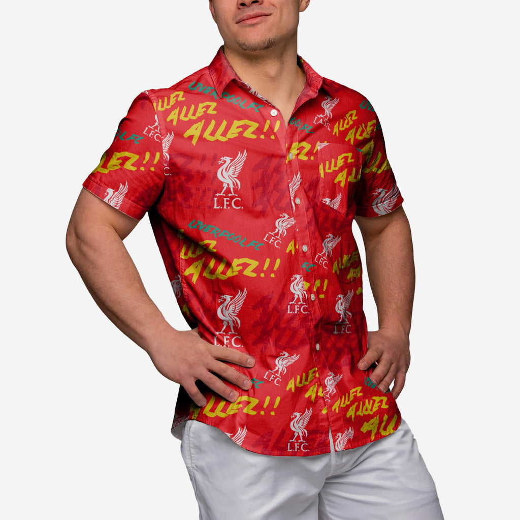 Liverpool FC Allez Allez Button Up Shirt FOCO - FOCO.com | UK & IRE