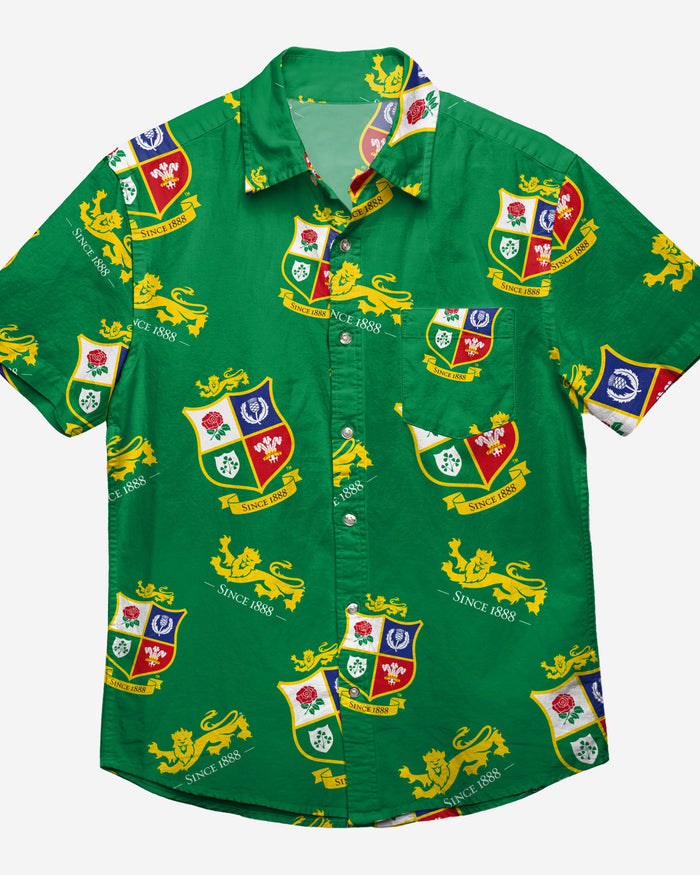 British & Irish Lions Green Repeat Print Button Up Shirt FOCO - FOCO.com | UK & IRE