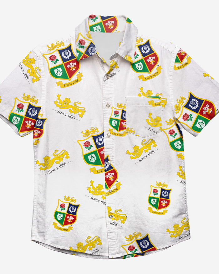 British & Irish Lions White Repeat Print Button Up Shirt FOCO - FOCO.com | UK & IRE